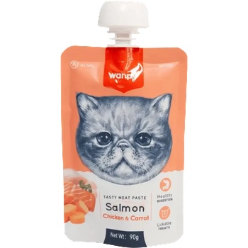 Wanpy Tasty Cat месна паста сьомга, пиле и морков 90gr