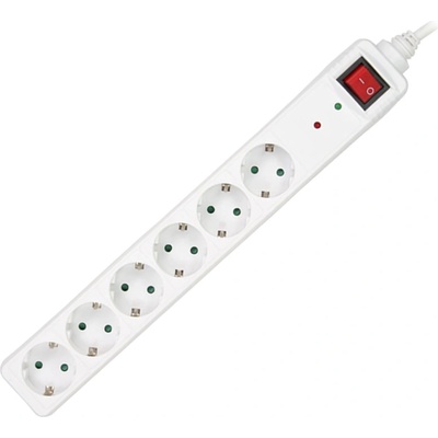 Xmart Разклонител с ключ Xmart GNBKS06, Защита от пренапрежение, 6 гнезда, 1.5 м, Бял (7265)