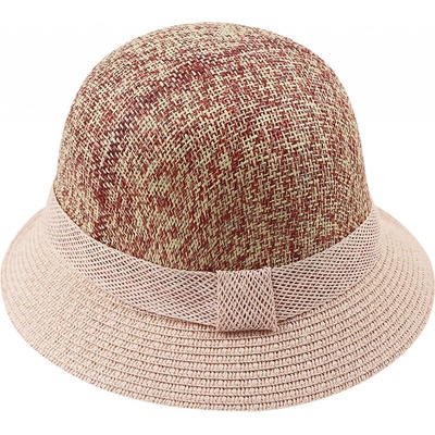 Biju Dámsky slamený klobúk s ozdobným pásikom 9001606-2 ružový