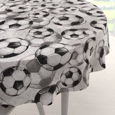 Biante bavlna okrúhly obrus Sandra SA-776 Čierno-sivé futbalové lopty Ø 40 cm