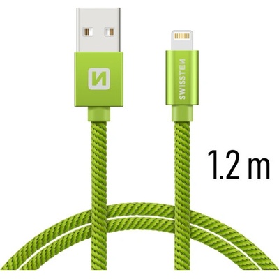 Swissten Nabíjecí a synchronizační kabel textile 0.2m / 1.2m / 2.0m zelený Délka: 1,2m
