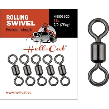 Hell-Cat Obratlík Pevnostný Power Rolling Swivel 5 ks Veľkosť 1/0 Nosnosť 60 kg