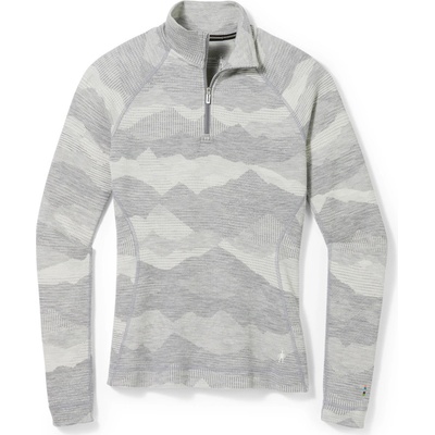 Smartwool Womens Classic Thermal Merino BL Pattern 1/4 ZB light gray mountain scape