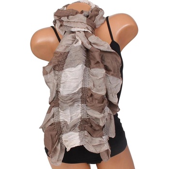 Дамски набран шал в цвят каки