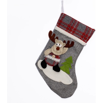 Коледен чорап за декорация в сиво (46642-1)