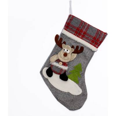 Коледен чорап за декорация в сиво (46642-1)