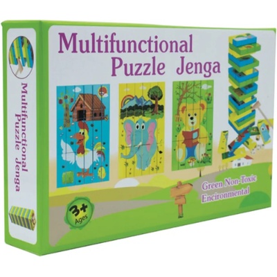 B-MAX Дървени кубчета тип дженга-пъзел b-max, 3 картинки (919806)