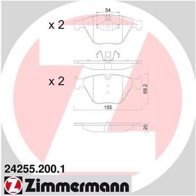 ZIMMERMANN Sada brzdových platničiek kotúčovej brzdy 242552001