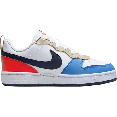 Nike chlapčenská rekreačná obuv Court Borough Low Recraft Jr white/light crimson/blue beyond/thunder blue