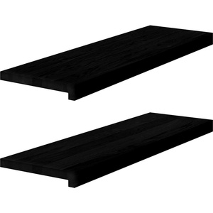 vidaXL Прозоречни первази, 2 бр, кафяво-черни, 80x25x2 см, дъб масив (4009182)