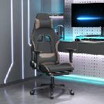 vidaXL Гейминг стол с опора за крака, черно и таупе, текстил (3143745)