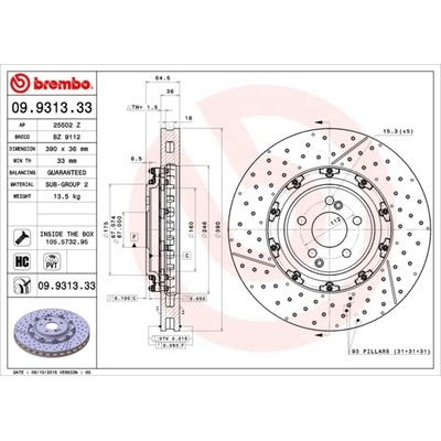 Brzdový kotúč BREMBO 09.9313.33