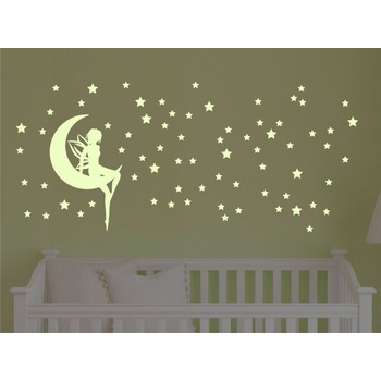 Светещи стикери за стена Лунна фея със звезди (1409)