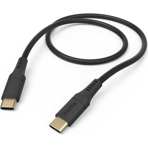 Hama Кабел за зареждане "Flexible", USB-C - USB-C, 1.5 м, силиконов, черен (HAMA-201576) - cybertrade