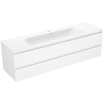 Mexen Rivel шкаф за баня 160 см с мивка Vela, 2 чекмеджета, оребрен, бял мат - 91A20-16047-2-BFF01-W23M01 (91A20-16047-2-BFF01-W23M01)