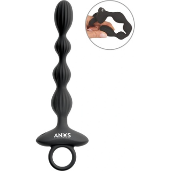 Anos Flexible Anal Beads with Jumping Vibrations Black