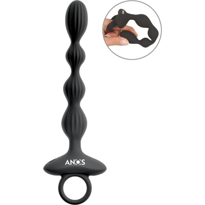 Anos Flexible Anal Beads with Jumping Vibrations Black