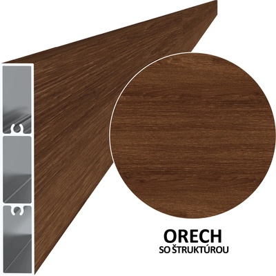 Al profil 100 x 16 x 6000 mm, lak so štruktúrou ORECH