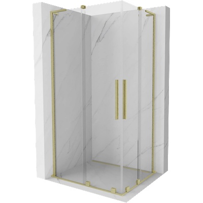 Mexen Velar L Duo плъзгаща се душ кабина 90 x 80 см, прозрачна, златиста четка - 871-090-080-02-03-55 (871-090-080-02-03-55)