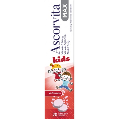 Dr. Theiss Ascorvita MAX kids vitamín C D a zinok 20 šumivých tabliet