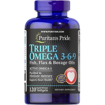 Puritan's Pride Triple Omega 3-6-9 Fish, Flax & Borage Oils [120 Гел капсули]