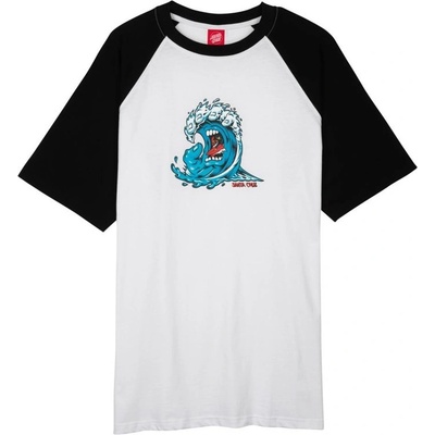 Santa Cruz triko Screaming Wave Front Raglan Custom T-Shirt White Black