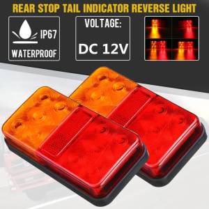  Комплект от 2 броя LED Лед Диодни Стопове Стоп Задна Светлина Slim 12V За Камион Ремарке Бус Ван Каравана и др. 15 cm x