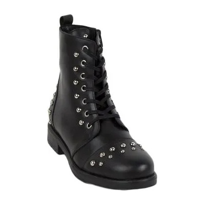 Български обувки Черни високи боти с капси рок стил Top94 от 35 до 41 размер