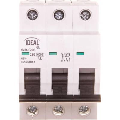 Ideální Kanlux jistič 3P C20 KMB6-C20/3 23150