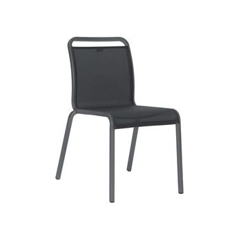 Hliníková stohovatelná židle Oskar, Stern, 54x64x87 cm, rám lakovaný hliník šedý (graphite), výplet textilen stříbrnočerný (silver grey)