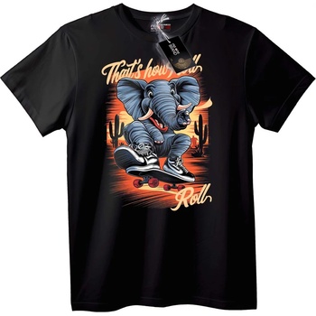 NOONEBRAND Тениска Слон Скейтборд - M, Black