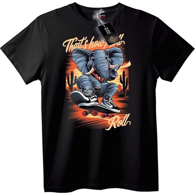 NOONEBRAND Тениска Слон Скейтборд - M, Black