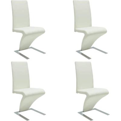 vidaXL Трапезни столове, 4 бр, бели, изкуствена кожа (160565)