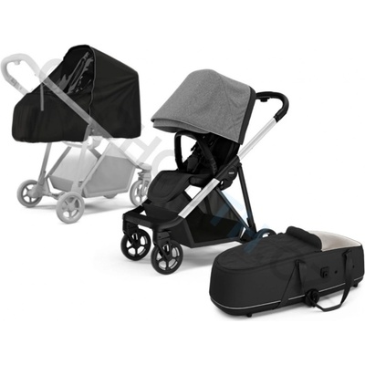 Thule Thule Shine Grey Melange on Aluminum 2023 + vanička + ochrana proti slnku/dažďu
