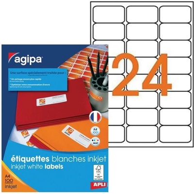 Etikety inkjet 63,5x33,9mm Agipa A4 100 hárkov AG119841