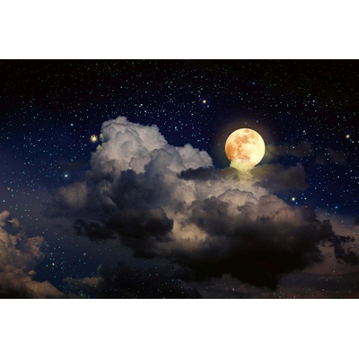 DIMEX ART Флизелинов фототапет пълнолуние със звезди 375 x 250 см
