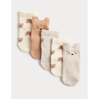Опаковка 5 чифта детски чорапи Spencer Bear с висок дял памук (0-3 години) Marks & Spencer многоцветен Marks & Spencer | Mnogotsveten | Момчешки | 2-3Y