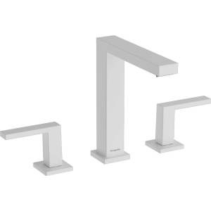 Hansgrohe Tecturis E - Смесител за умивалник с изпускателен клапан Push-Open, монтаж с 3 отвора, EcoSmart, матово бяло 73030700 (73030700)