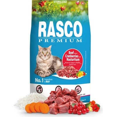 Rasco Premium Cat Sterilized Beef Cranberries Nasturtium 2 kg