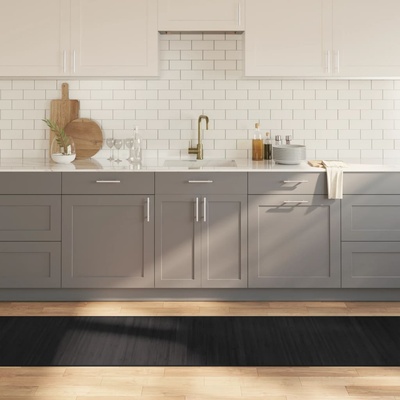 vidaXL Килим, правоъгълен, черен, 70x1000 см, бамбук (376894)