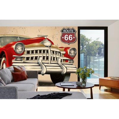 DIMEX ART Самозалепваща се флизелинова фототапета ретро плакат - кола 375 x 250 см