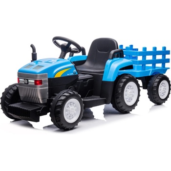 Mamido elektrický traktor New Holland s přívěsem modrý