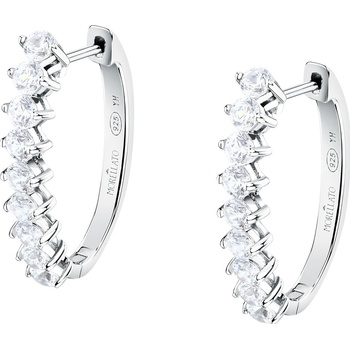 Morellato strieborné oválne náušnice s kubickými zirkónmi Tesori SAIW265
