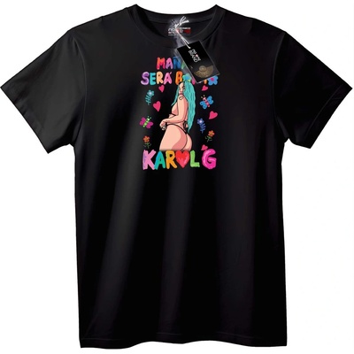 NOONEBRAND Тениска Karol G с Цветен Дизайн - 2XL, Black