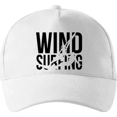 Windsurfing nápis so zahnutým šiltom a mosaznou sponou Biela