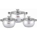 Voltz Комплект тенджери Oliver Voltz OV51210N6B, 6 части, Индукция, Силиконови дръжки, Инокс/Сив (551210N6BG) - topmall
