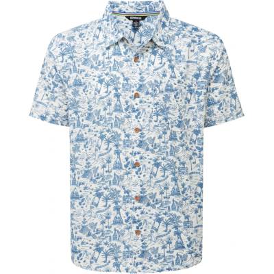 Sherpa Мъжка риза с копчета Sherpa Ravi S/S Shirt - Katha White / Blue (033-3235-0113)