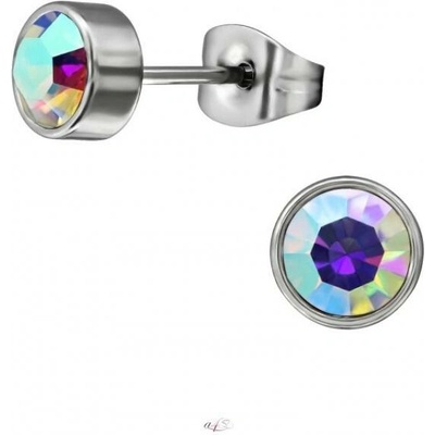 All4Silver náušnice krystal white aurora S2857