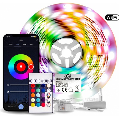 Aga LED pásek RGBW 5m + ovladač + zdroj WiFi – Zboží Dáma