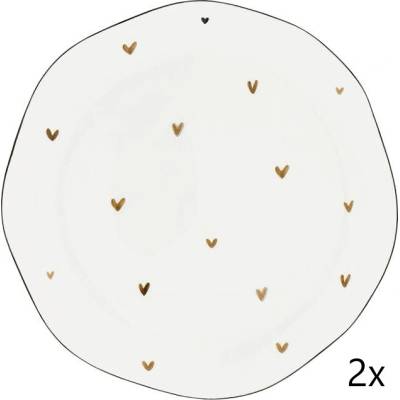 Bastion Collections 2x Talíř velký DINNER Little Brown Hearts, 27cm LI-DINNER-020-BC